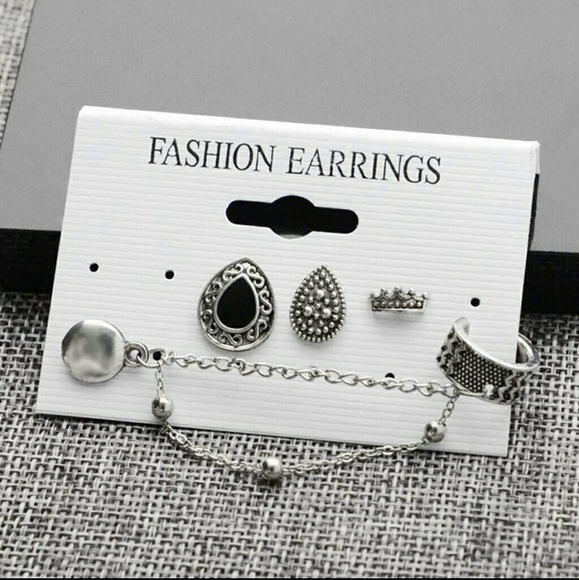 Trendy Women 4pcs set Earring Chain Retro Style - Picture 3 of 4